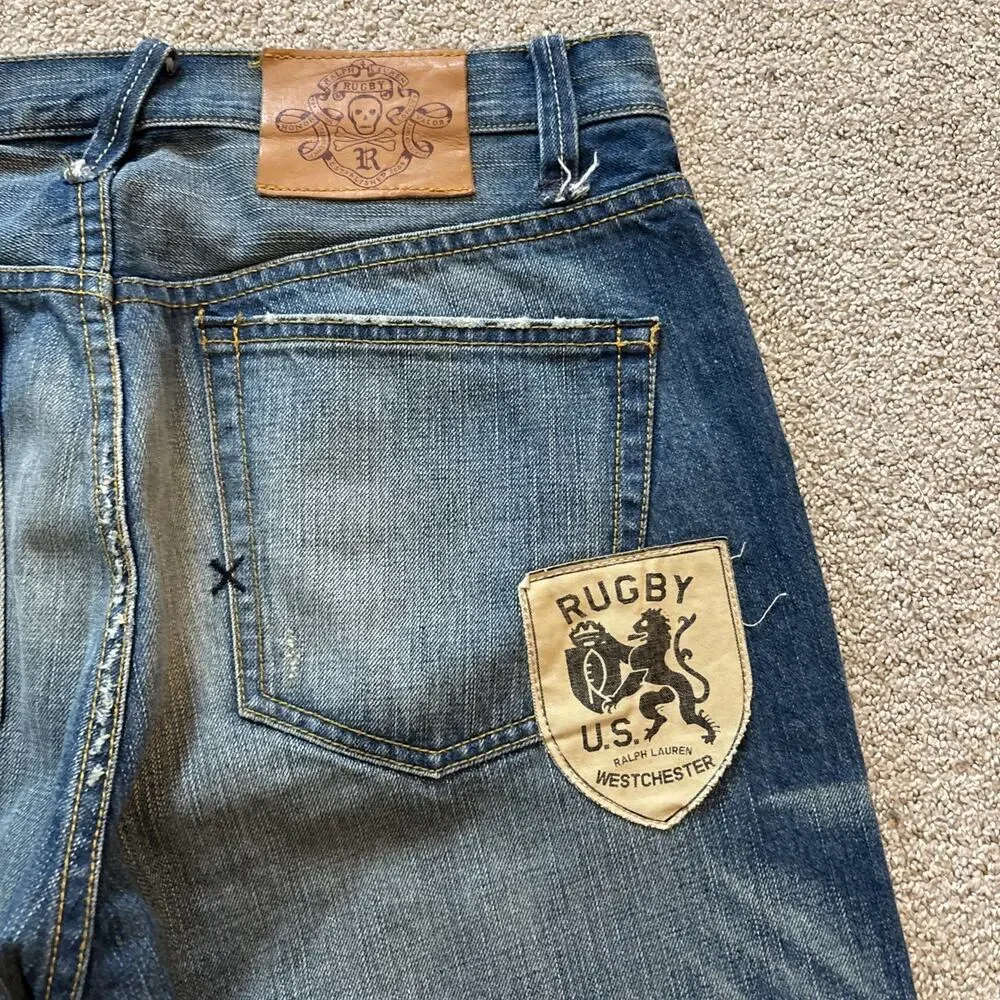 Polo Ralph Lauren Patch Rugby Denim University Relaxed Jeans Men Sz 32/32